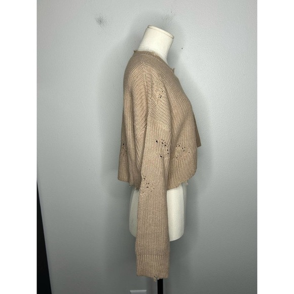 Endless Blu Destroyed Cropped Knit Sweater S - Picture 6 of 9